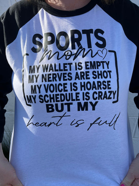 Sports Mom White/Black Raglan Tee