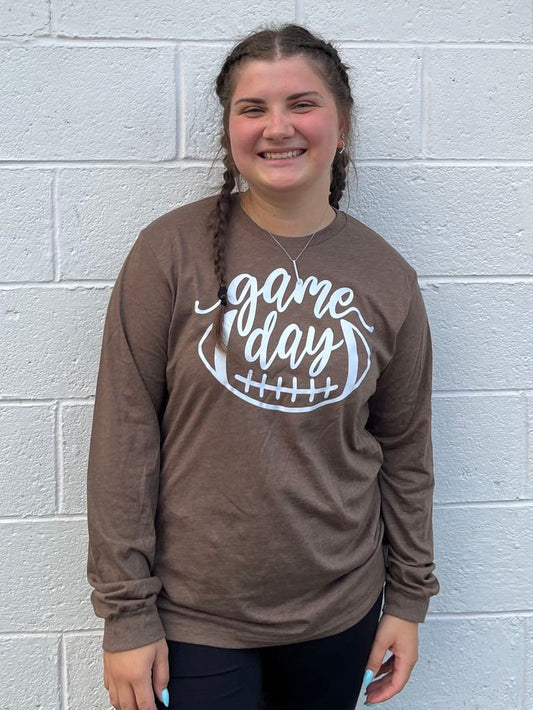 Heather Brown Long Sleeve Game Day Tee