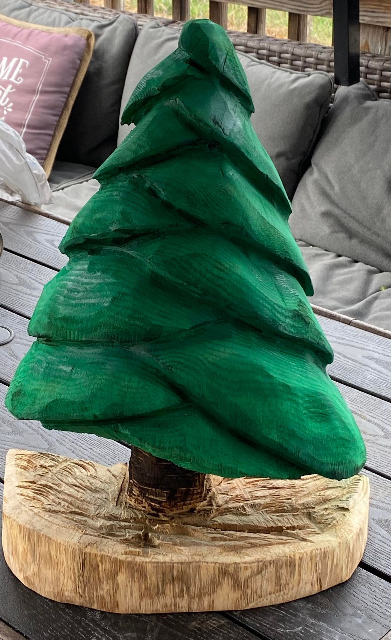 Hand Carved Wood Christmas Tree