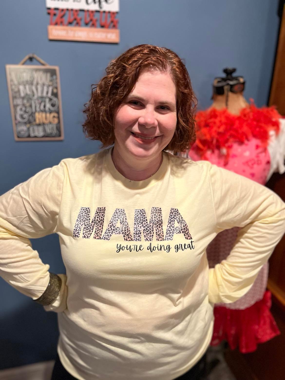 Heather French Vanilla Long Sleeve Mama Tee