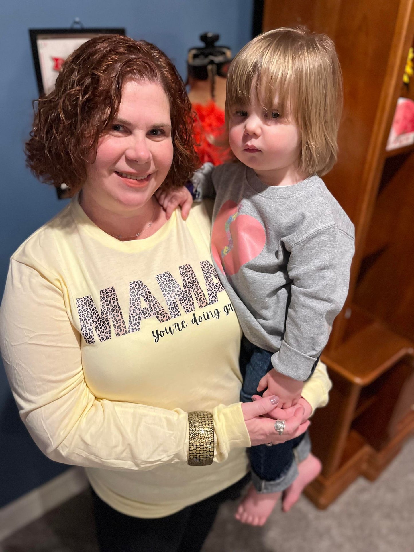 Heather French Vanilla Long Sleeve Mama Tee