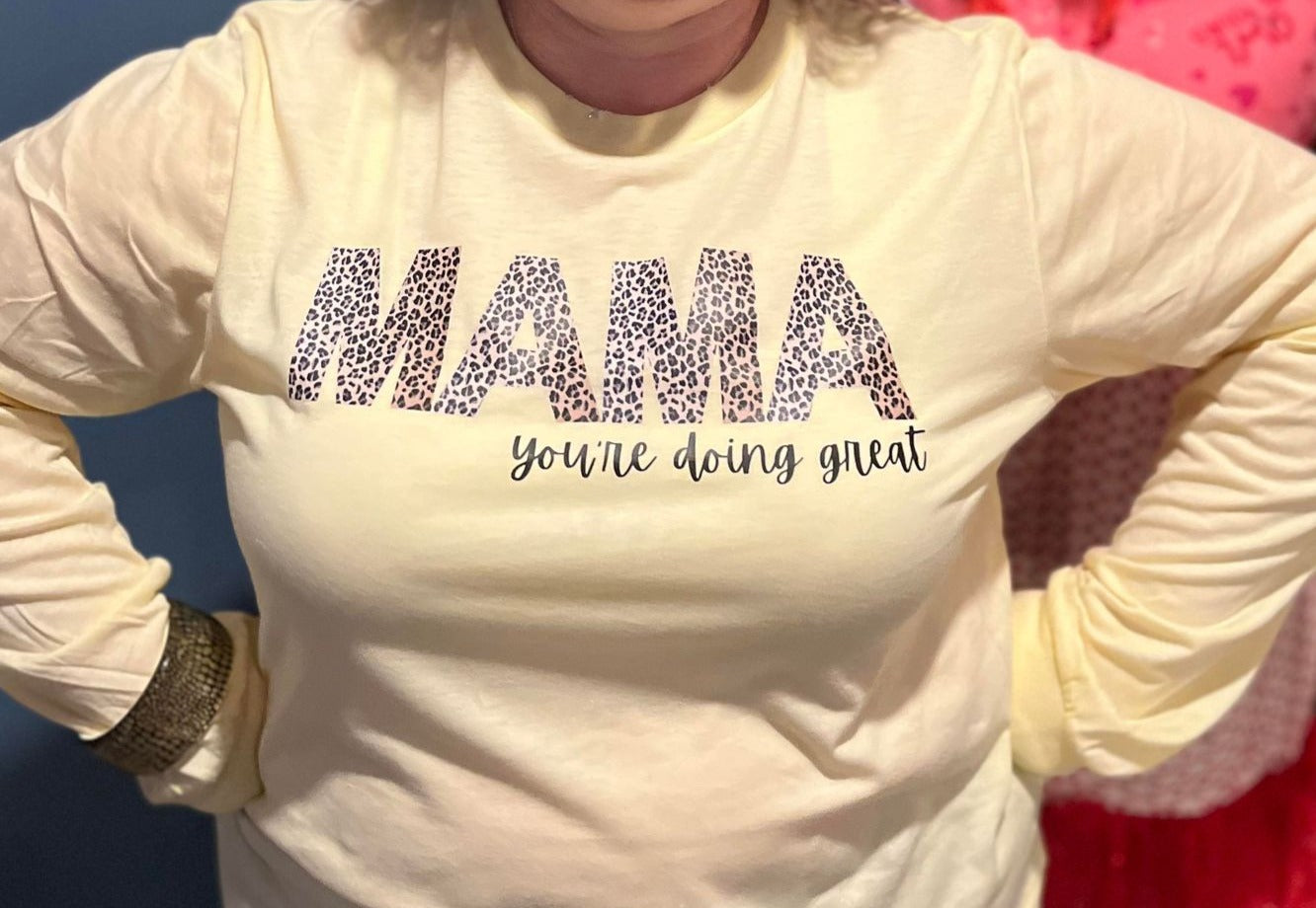 Heather French Vanilla Long Sleeve Mama Tee