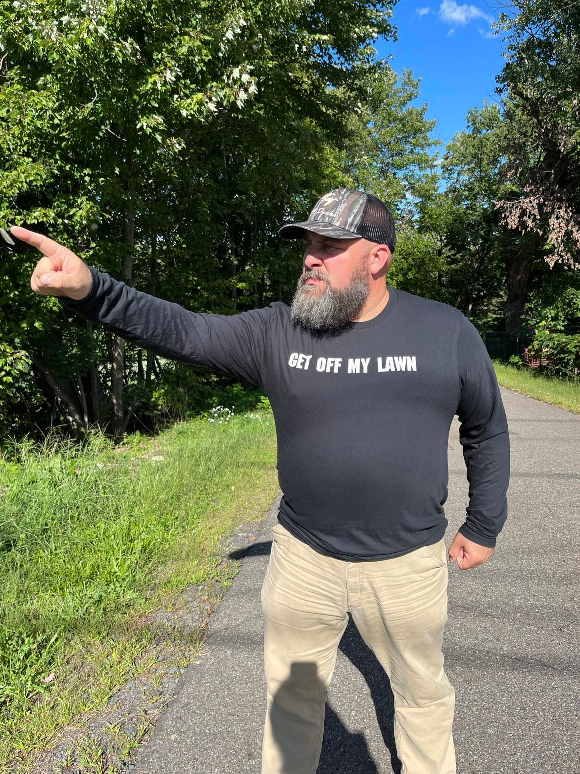 Get Off My Lawn Black Unisex Long Sleeve or Short Sleeve Tee